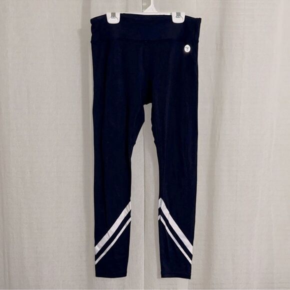 TORY SPORT L Navy Crop White Light Reflective Athletic Leggings - Picture 1 of 14